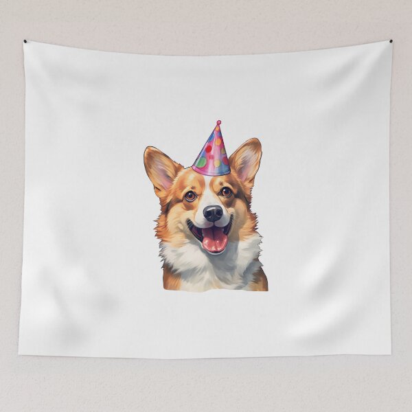 Item preview, Happy corgi in Birthday cone designed and sold by AngelinaBezm.