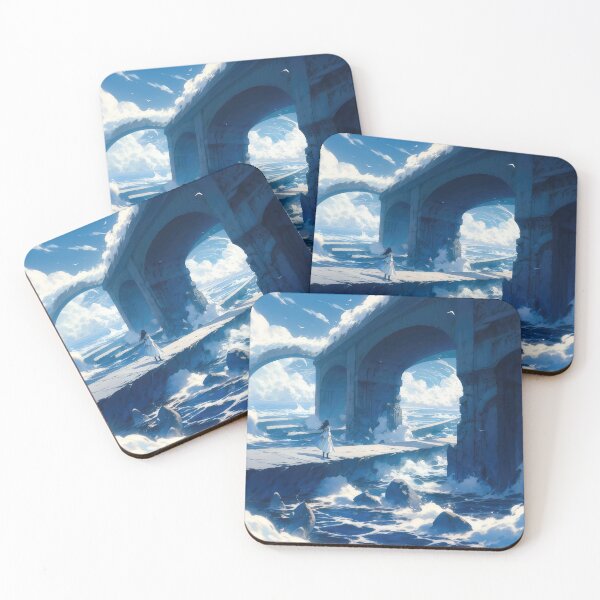 Item preview, Girl Walking in Rock Tunnel Among Blue Clouds designed and sold by momosstyle.