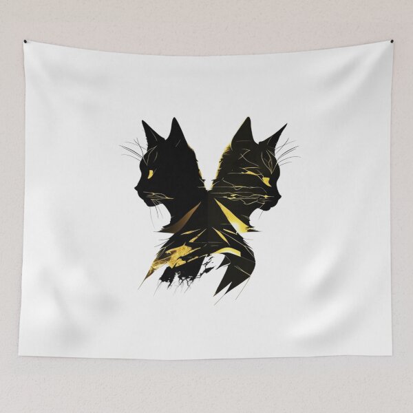 Item preview, Golden black cats Double exposure of savannah  designed and sold by BlueGoldArt.