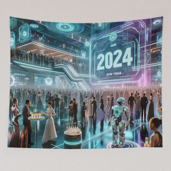 Item preview, Futuristic Festivities: High-Tech New Year 2024 designed and sold by FIYARO.
