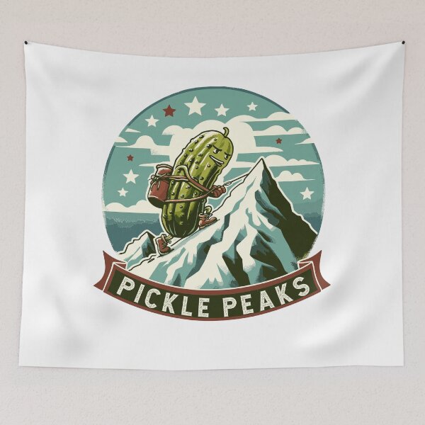 Item preview, Hiking Pickle Climbing Peaks Retro designed and sold by CosyTeal.