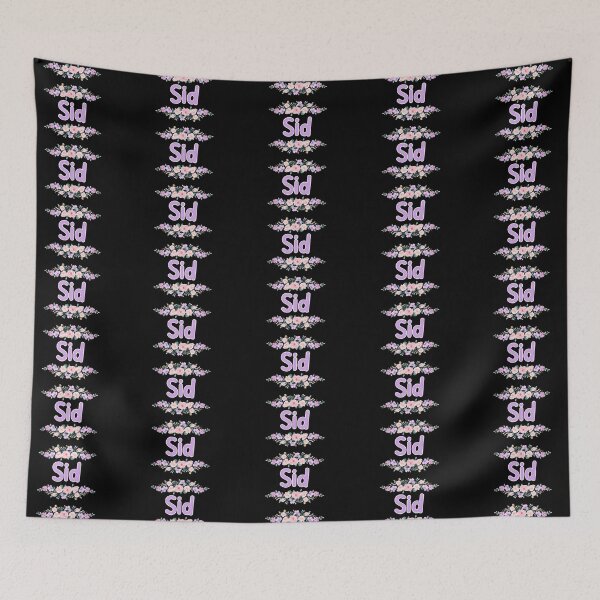 Item preview, Purple Flower Sid Name Label (Black) designed and sold by NormadWorld.