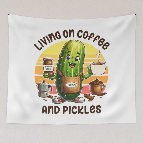 Item preview, Pickle Barista Living On Coffee And Pickles Retro designed and sold by CosyTeal.