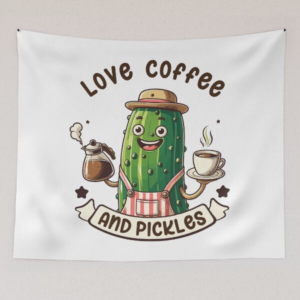 Item preview, Pickle Barista Love Coffee And Pickles Retro designed and sold by CosyTeal.