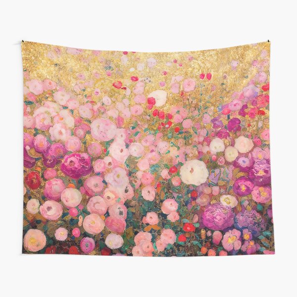 Aperçu de l'œuvre Fleurs roses de Gustav Klimt créée et vendue par maniacfitness.