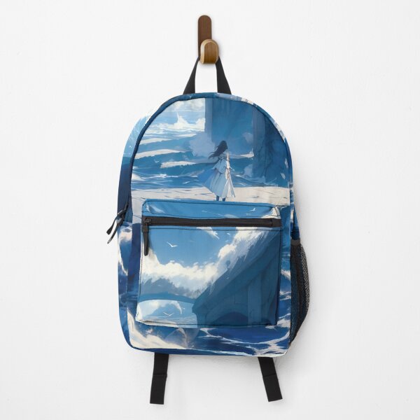 Item preview, Girl Walking in Rock Tunnel Among Blue Clouds designed and sold by momosstyle.