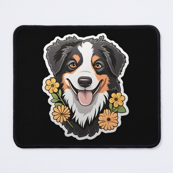 Item preview, Australian Shepherd with Flowers designed and sold by CUTEDOGGIEZ.