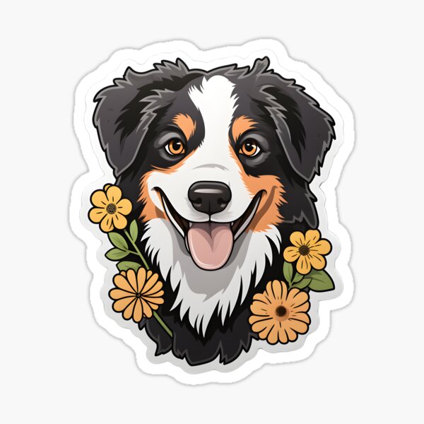 Artikel-Vorschau von Australian Shepherd In Flowers, designt und verkauft von CUTEDOGGIEZ.
