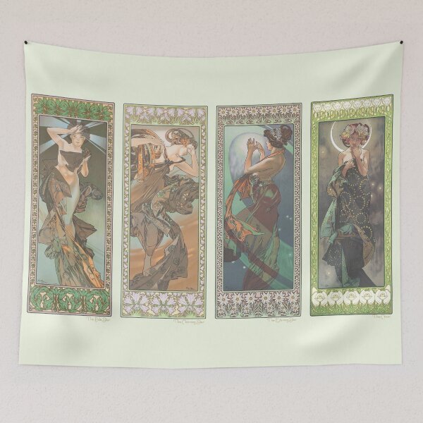 Artikelvorschau, Der Mond und die Sterne, von Alphonse Mucha. HOCHAUFLÖSEND entworfen und verkauft von MINDTHECHERRY.
