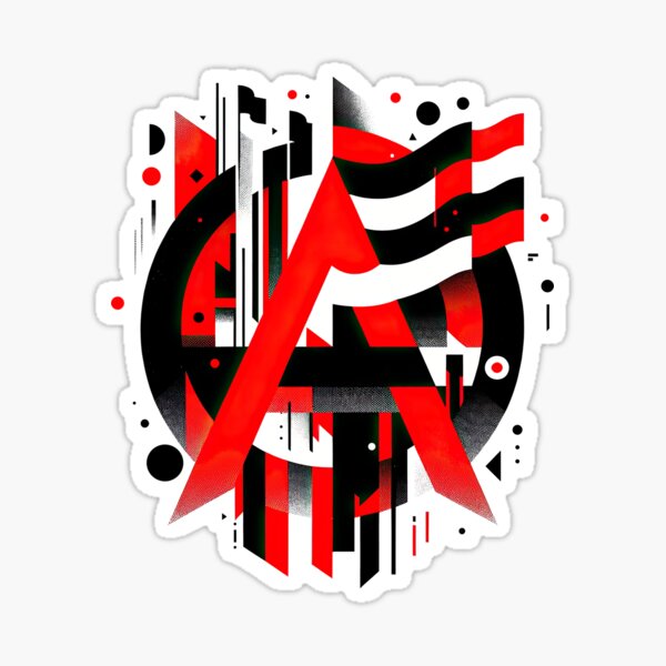 Anarchy Aesthetics: Striking Red and Black Abstract Design Sticker