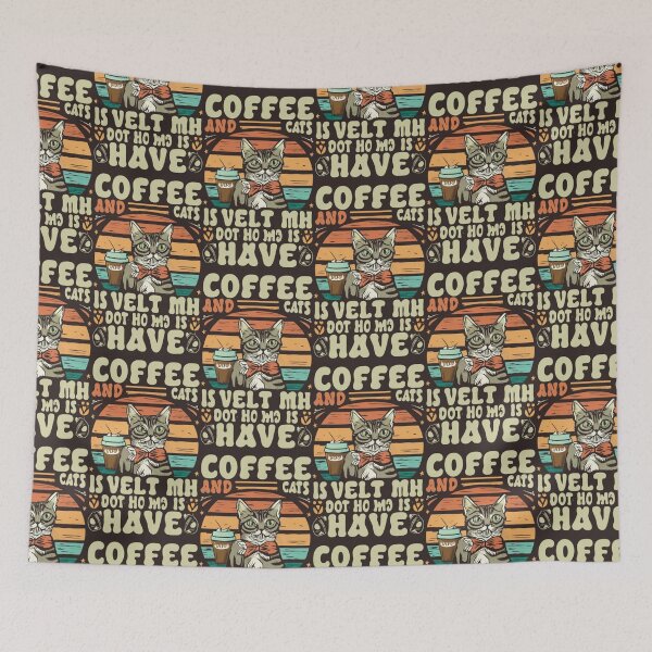 Item preview, retro coffe and cats v3 designed and sold by FenwickDesign99.
