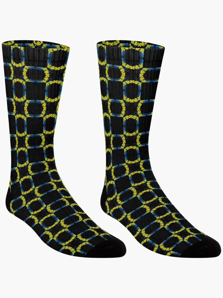 Thumbnail 3 of 5, Socks, Yellow checkered pattern designed and sold by Meo Design.