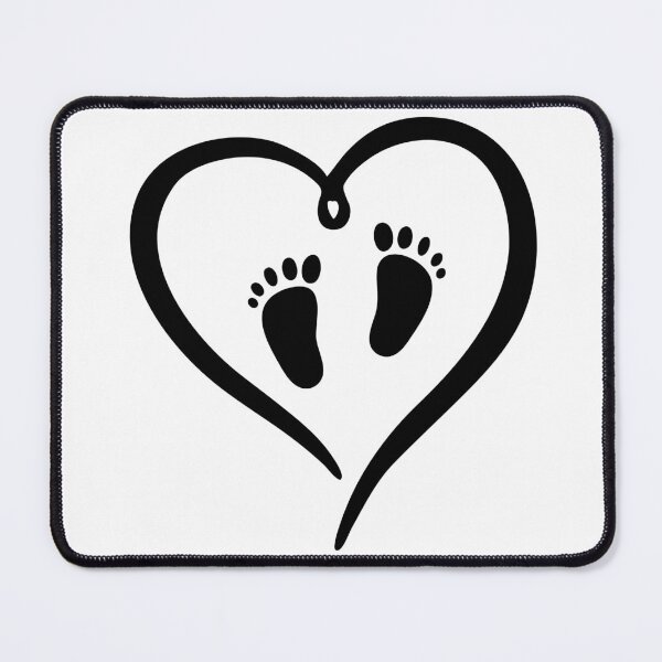 Item preview, Baby Footprint And Black Color Heart: New Born Baby Feet designed and sold by InkPrintables.