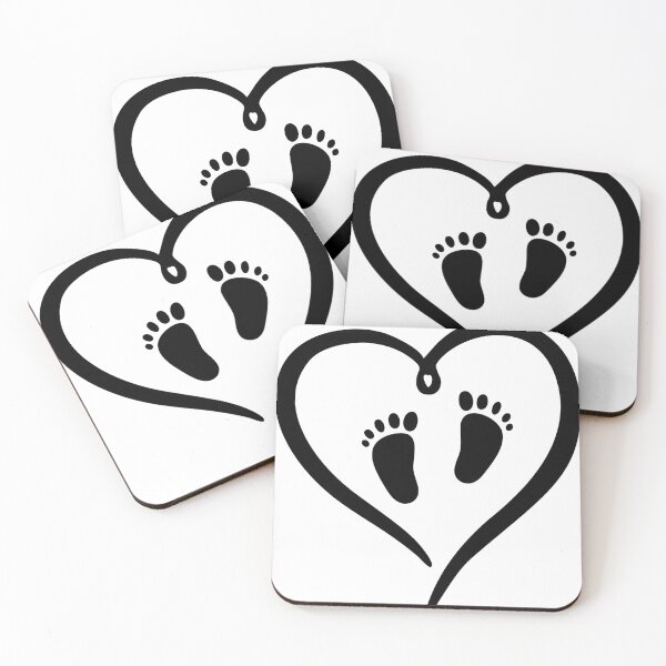 Item preview, Baby Footprint And Black Color Heart: New Born Baby Feet designed and sold by InkPrintables.