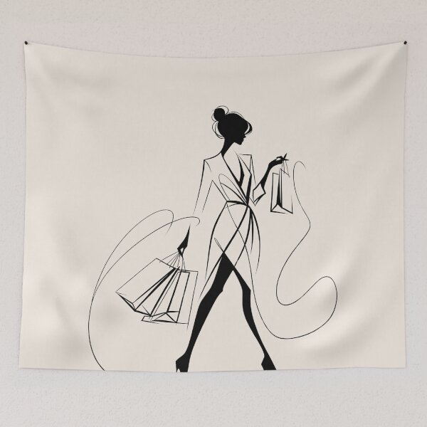 Item preview, Shopahlic Woman Shopping- Line Art  designed and sold by LineArtByLovi.