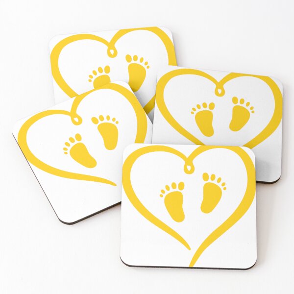 Item preview, Baby Footprint And Yellow Color Heart: New Born Baby Feet designed and sold by InkPrintables.
