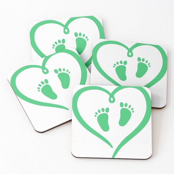 Item preview, Awesome Baby Footprint And Green Color Heart: New Born Baby Feet designed and sold by InkPrintables.