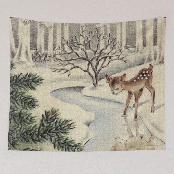 Item preview, baby deer in the winter forest designed and sold by FilmKitty.