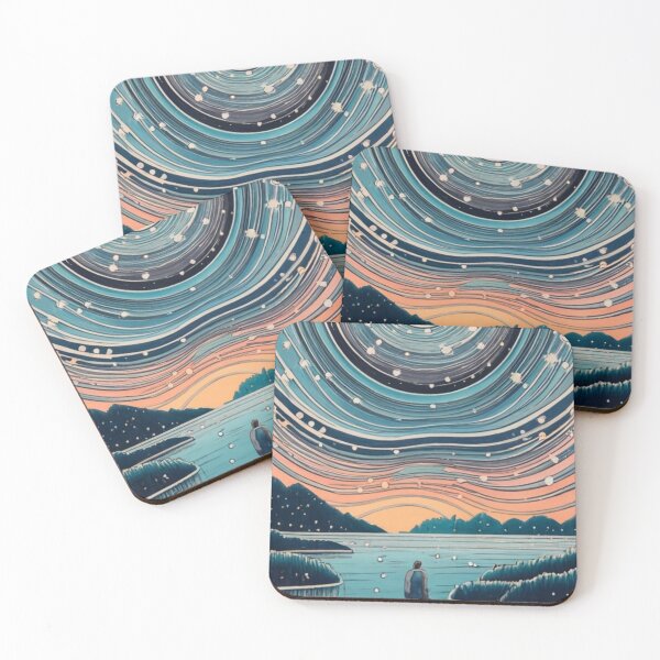 Item preview, Surreal Starry Night: Man, River, and Mountains designed and sold by Algo-Palette.
