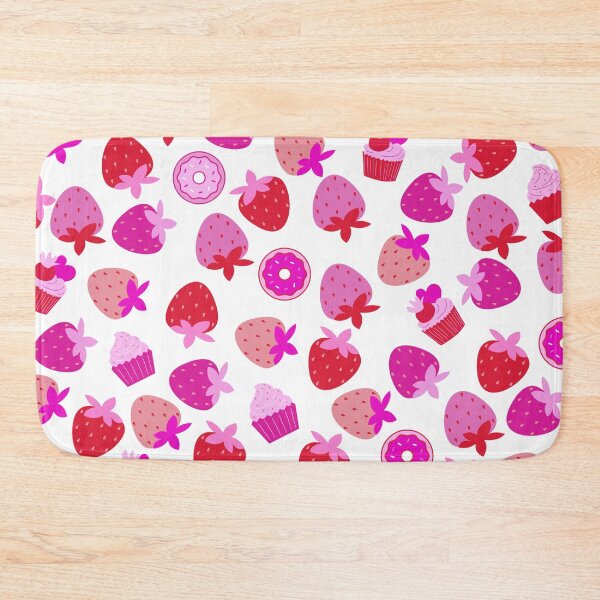 Item preview, pink strawberry field summer cute ice cream cupcakes donuts girly pattern designed and sold by DesignYourWaystore.