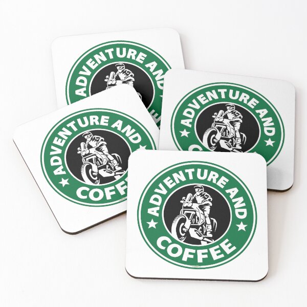 Item preview, Adventure Motorcycle And Coffee Sticker T-Shirt 01 designed and sold by OuterShellUK.