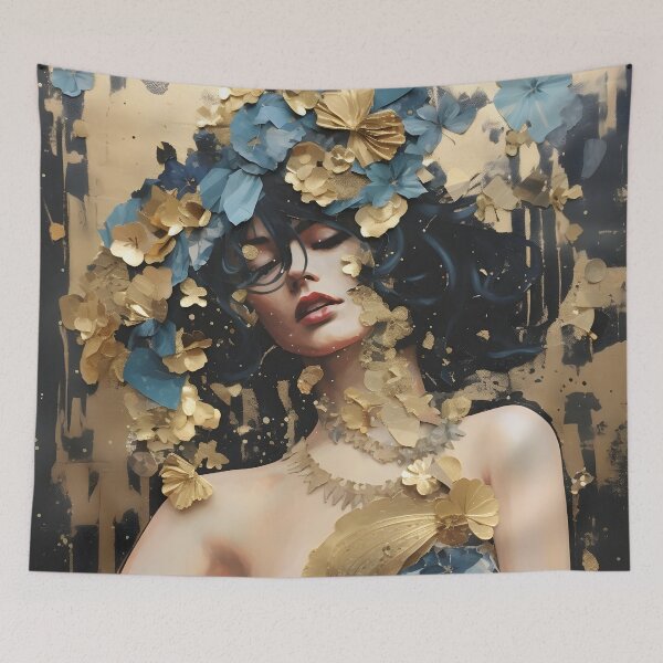 Item preview, Torn paper collage with gold leaf accents designed and sold by dcrc.