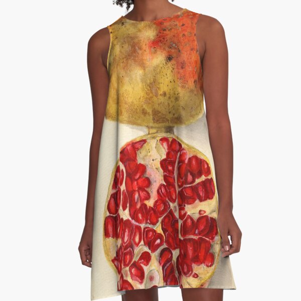Vintage Illustration of a Pomegranate A-Line Dress