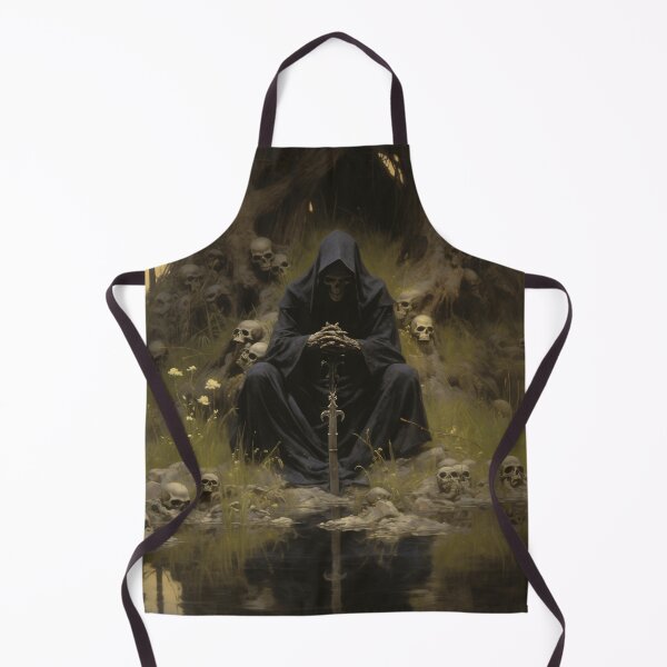 Item preview, The Grim Reaper Kneeling in a swamp surrounded by skull designed and sold by Stillness store.