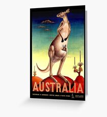 "AUSTRALIA OUTBACK" Vintage Kangaroo Travel Poster Greeting Card