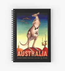 "AUSTRALIA OUTBACK" Vintage Kangaroo Travel Poster Spiral Notebook