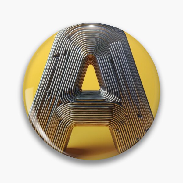 Item preview, 3d typography of the letter A, on a yellow background, chrome shiny texture, ridges, minimal designed and sold by storeofmylOVE.