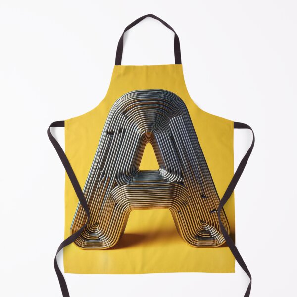 Item preview, 3d typography of the letter A, on a yellow background, chrome shiny texture, ridges, minimal designed and sold by storeofmylOVE.
