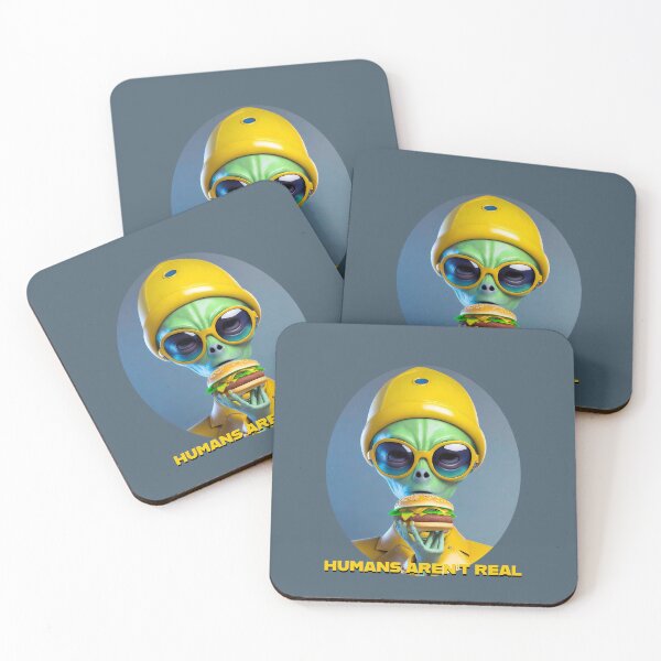 Item preview, HUMANS ARENT REAL, FUN EXTRATERRESTRIAL COLORFUL DESIGN IN YELLOW COLORS designed and sold by La Loca.