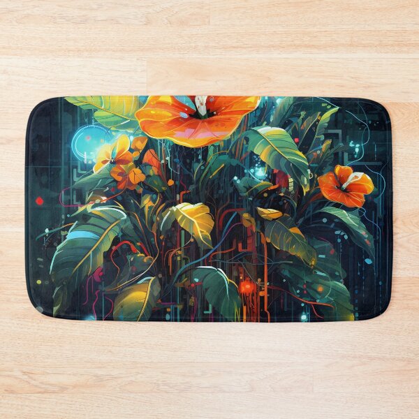 Item preview, blend of digital data and vibrant plant print designed and sold by dcrc.