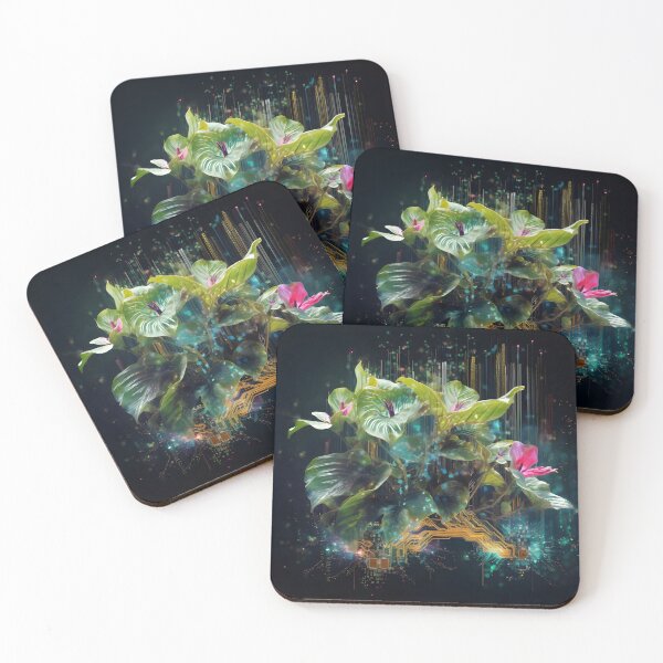 Item preview, blend of digital data and vibrant plant print designed and sold by dcrc.
