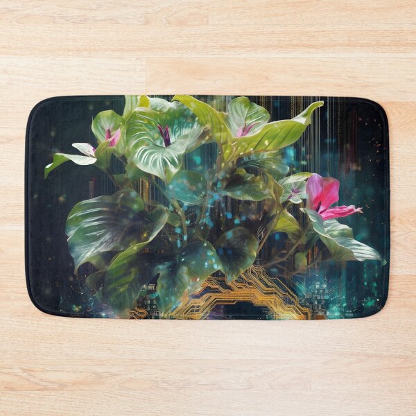 Item preview, blend of digital data and vibrant plant print designed and sold by dcrc.