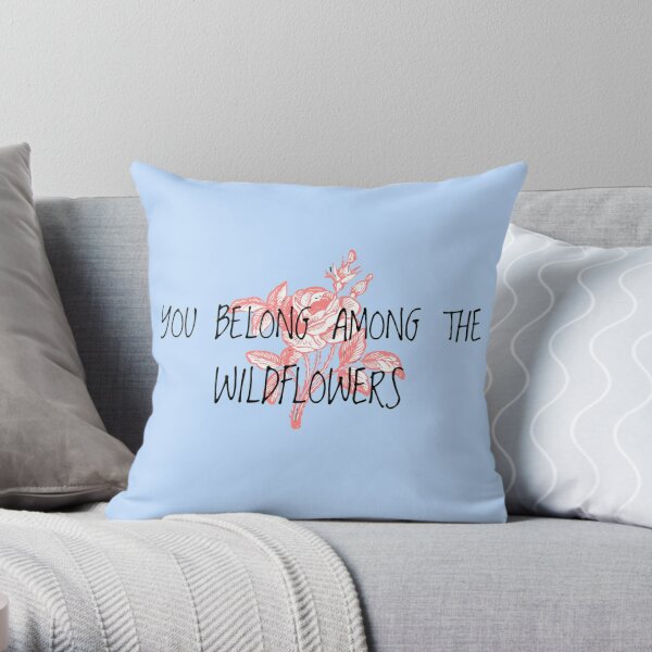Tom Petty Quote Hand Lettering Throw Pillow Case Cushion Cover 18 X 18 Inches You Belong Among The Wildflowers Watercolor Guitar Illustration 