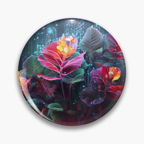 Item preview, blend of digital data and vibrant plant print designed and sold by dcrc.
