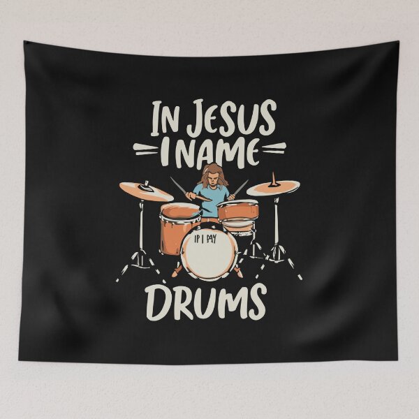Item preview, In Jesus Name I Play for Drums Christian Music Lover Gift T-Shirt designed and sold by MizoX7.