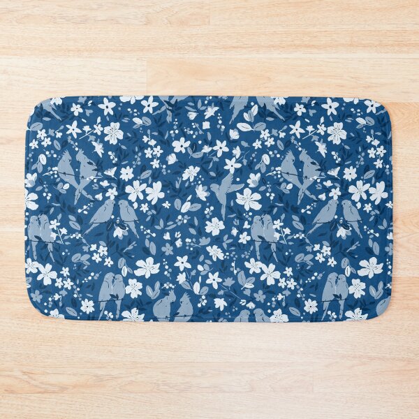 Item preview, Birds in love, pattern in blue and white designed and sold by Charlotte Lorge.