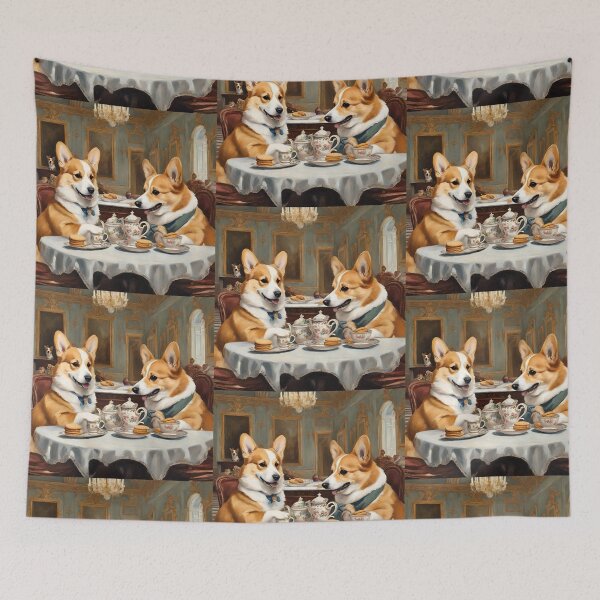 Item preview, Corgi Artwork, Tea and Crumpets, Welsh Corgi, Animal Puns, Animal Humor designed and sold by Kmcantley.