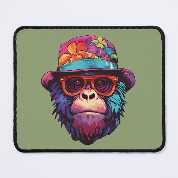 Item preview, Stylish Monkey: Hat with Flowers and Glasses designed and sold by lolodrawing.