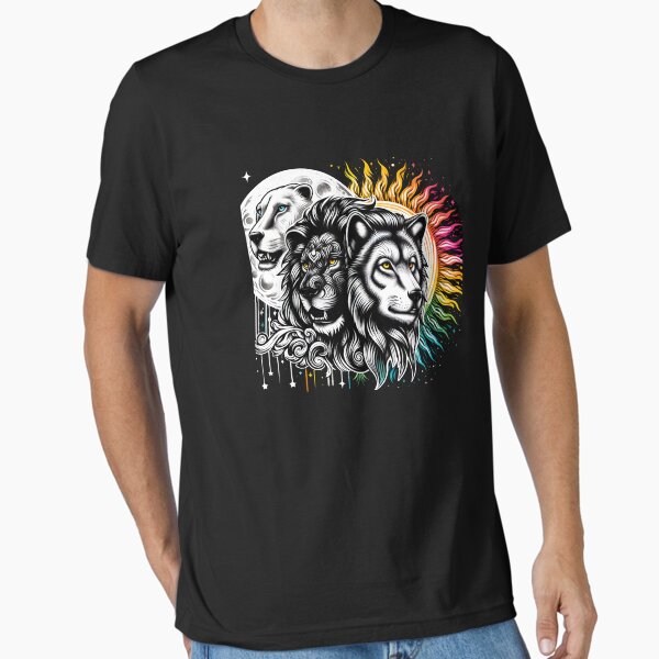 Item preview, "The Night Kingdom: Lion, Wolf and White Tigers under the Moon and the Sun" designed and sold by Bestyohandry.