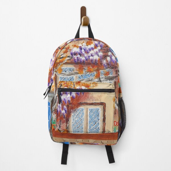 Item preview, wisteria facade with fox and blue jays designed and sold by janjacbu.