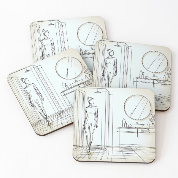 Item preview, Girl in the Bathroom - Minimalist Line Art  designed and sold by LineArtByLovi.