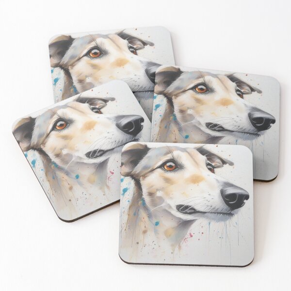 Artikelvorschau, Windhund-Hundeporträt mit Spritzfarbe entworfen und verkauft von Wolfheartart.