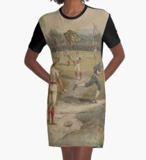 Vintage-Malerei eines Baseball-Spiels (1887) T-Shirt Kleid