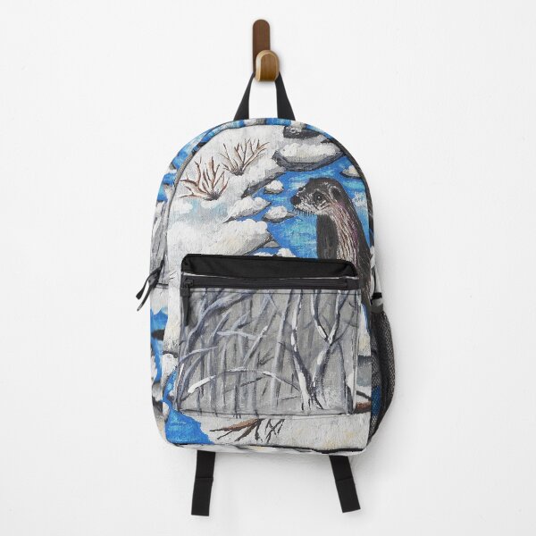 Item preview, snowy landscape with otter on river designed and sold by janjacbu.