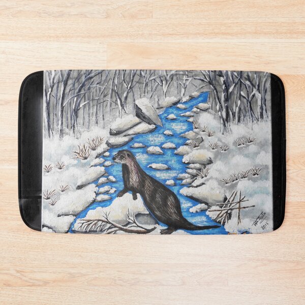 Item preview, snowy landscape with otter on river designed and sold by janjacbu.