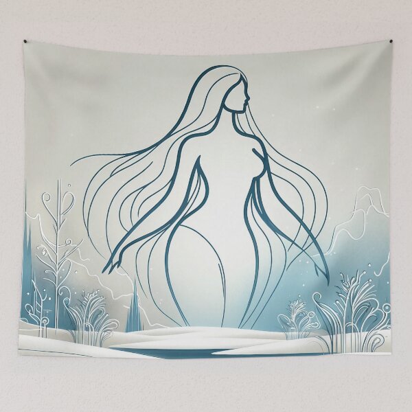 Item preview, Minimalist Woman in Winter Landscape - Line Art  designed and sold by LineArtByLovi.